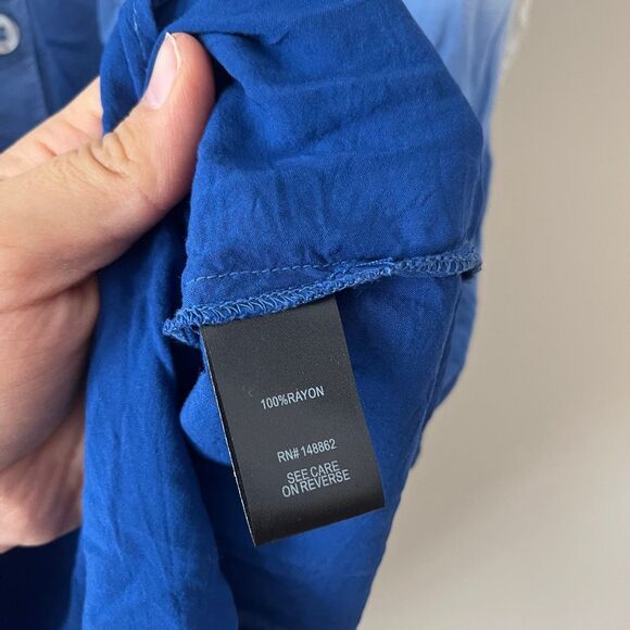 Torrid Challis Button-Front Dolman Sleeve Top blue ombré plus size top Size 1 Si - Picture 7 of 9